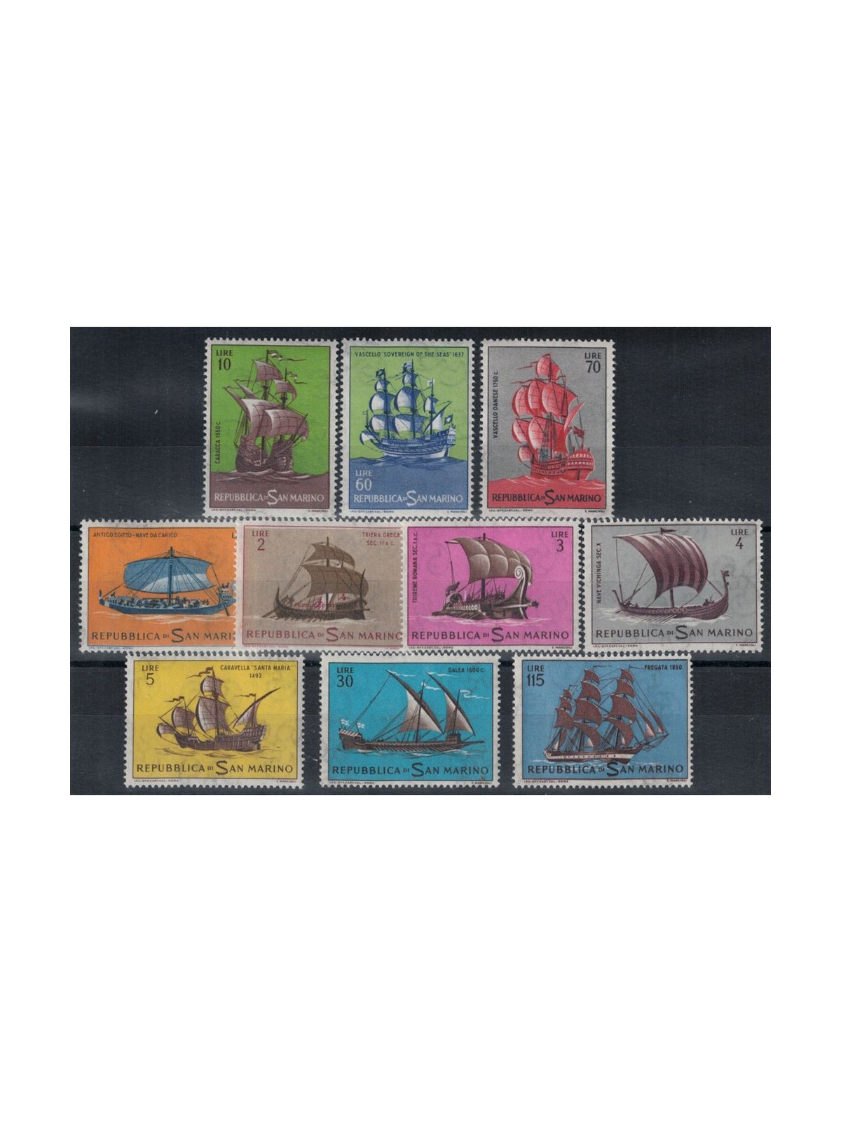 SAN MARINO 1963 Ships 10v MNH**