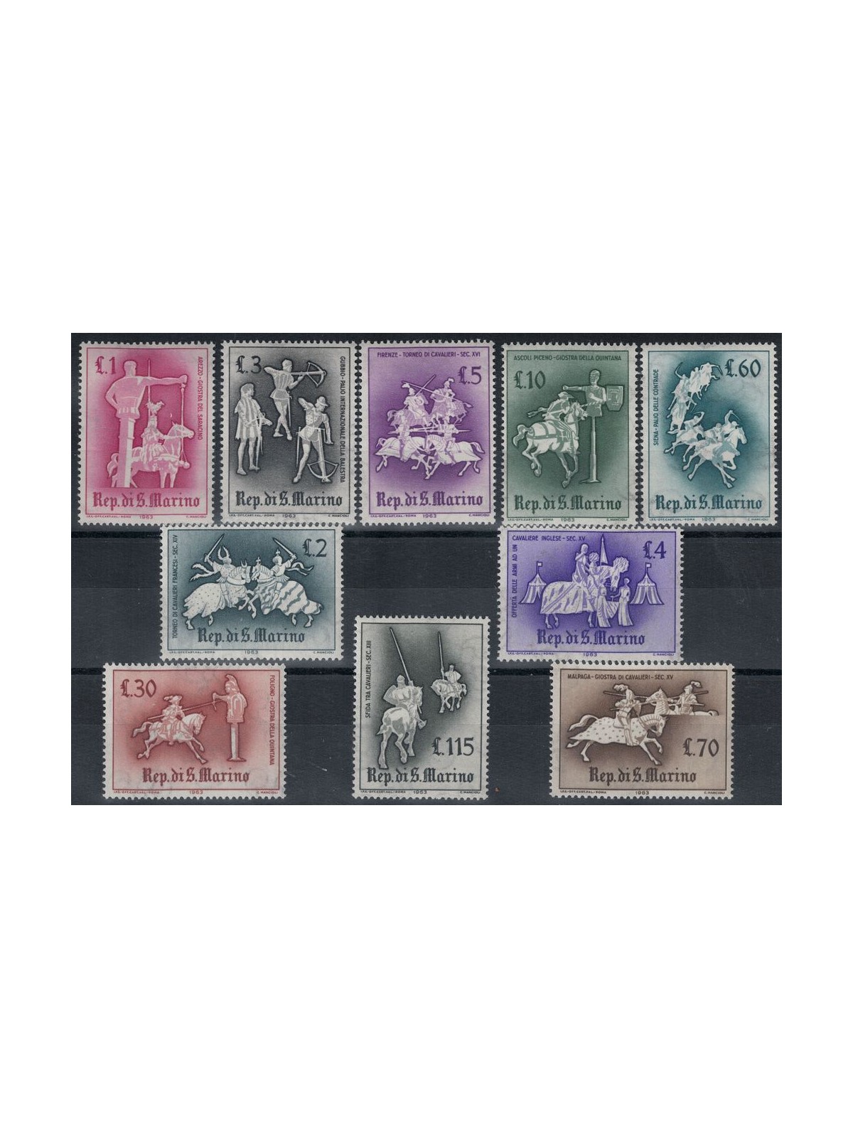 SAN MARINO 1963 Jousts and Tournaments 10v MNH**