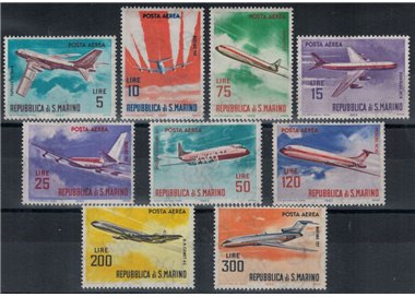 SAN MARINO 1963 Aerei moderni (posta aerea) 9v MNH**
