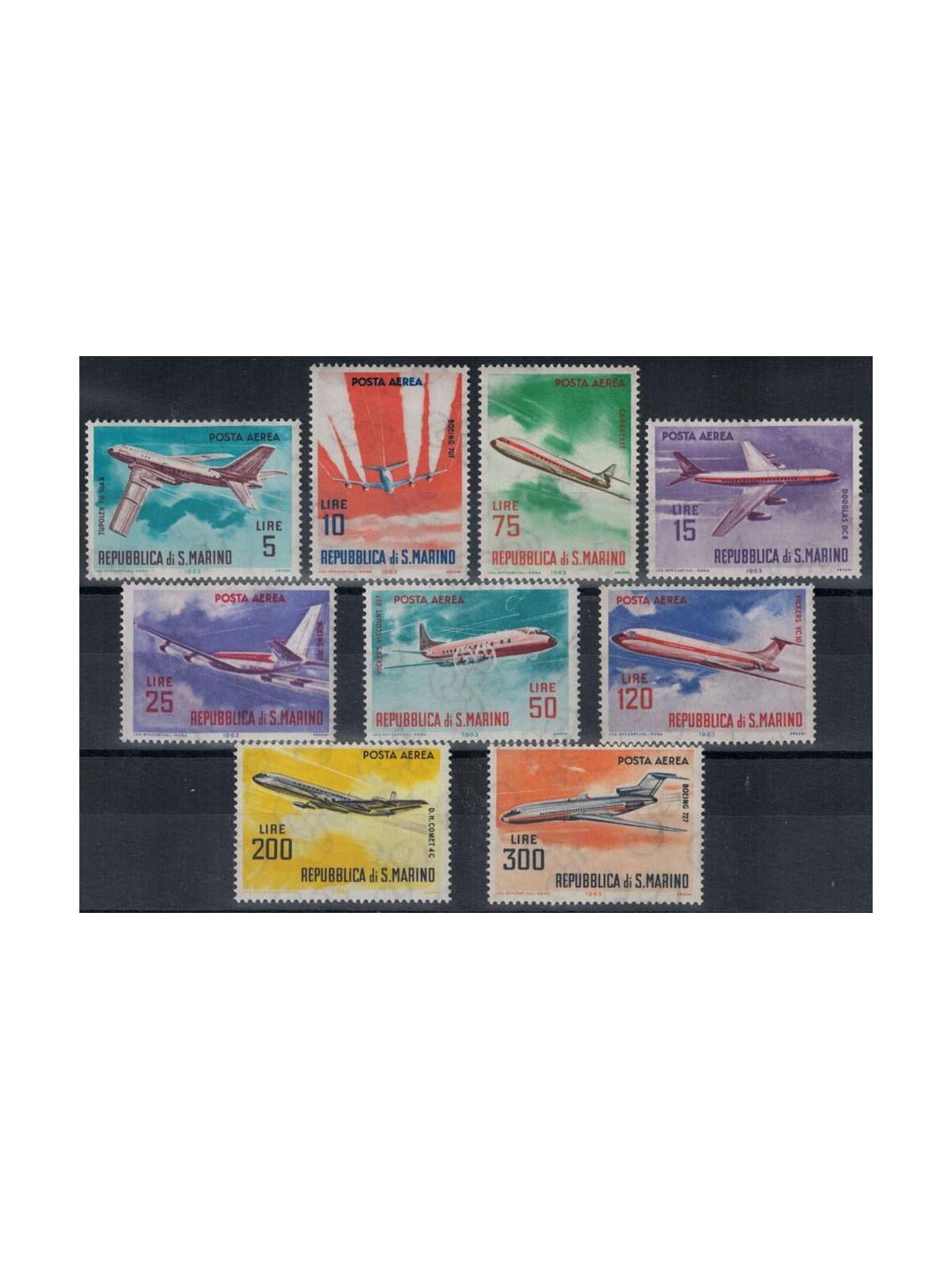 SAN MARINO 1963 Aerei moderni (posta aerea) 9v MNH**