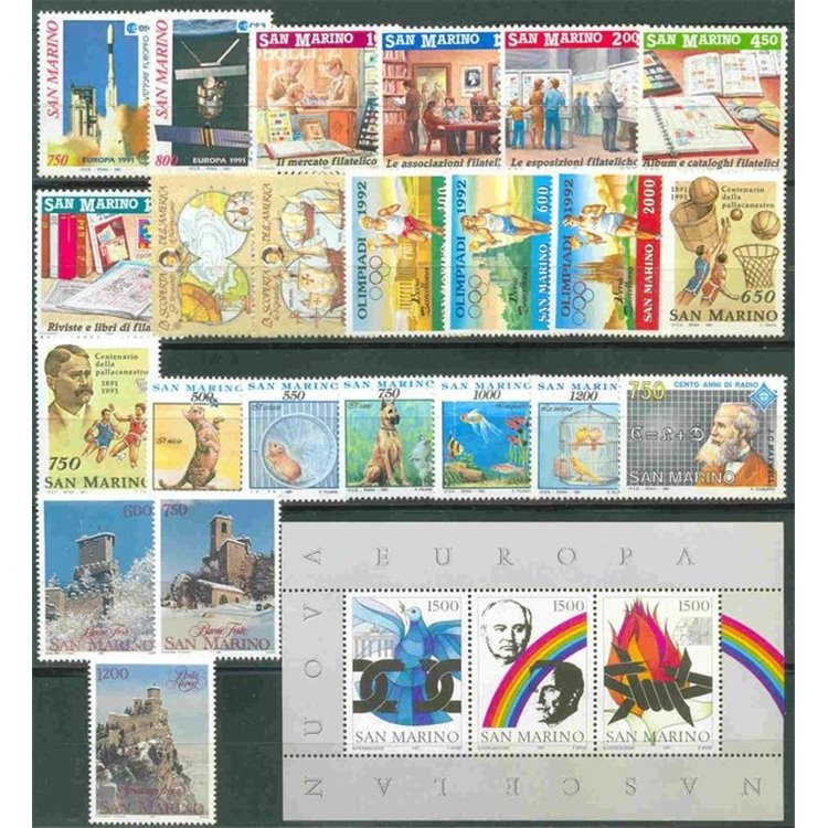 SAN MARINO 1991 Complete Year 23v + 1 s/s MNH**