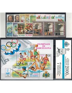 SAN MARINO 1992 Complete vintage 21v + 1 s/s + 1 booklet MNH**