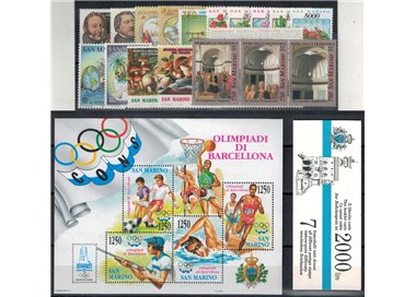 SAN MARINO 1992 Annata completa 21v + 1 BF + 1 LB MNH**
