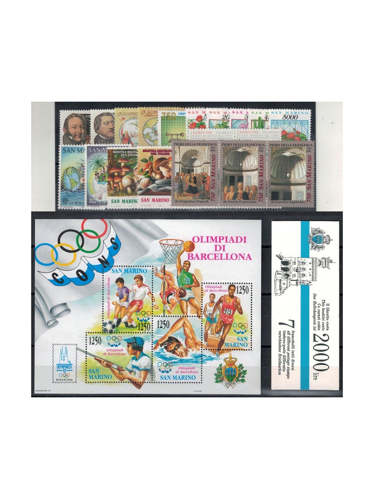 SAN MARINO 1992 Complete vintage 21v + 1 s/s + 1 booklet MNH**