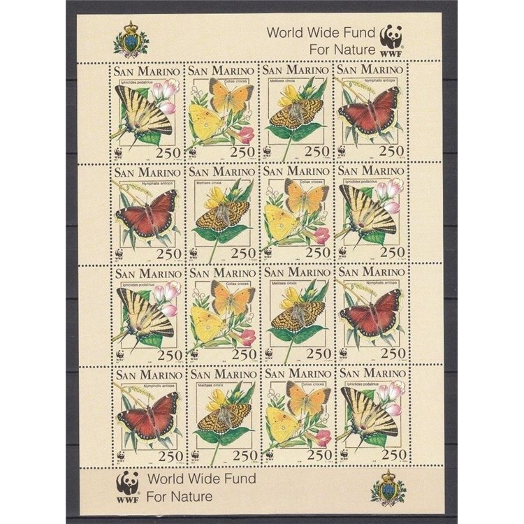SAN MARINO 1993 WWF, butterflies m/s MNH**