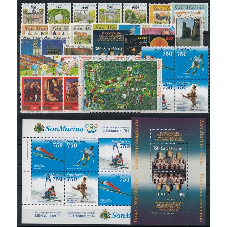 SAN MARINO 1994 Annata completa 36v + 2 BF MNH**