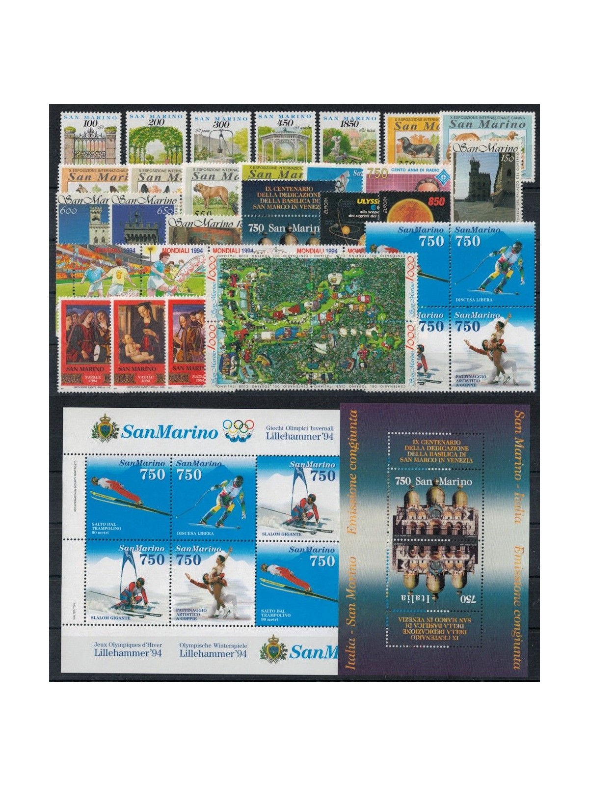 SAN MARINO 1994 Complete Year 36v + 2 s/s MNH**