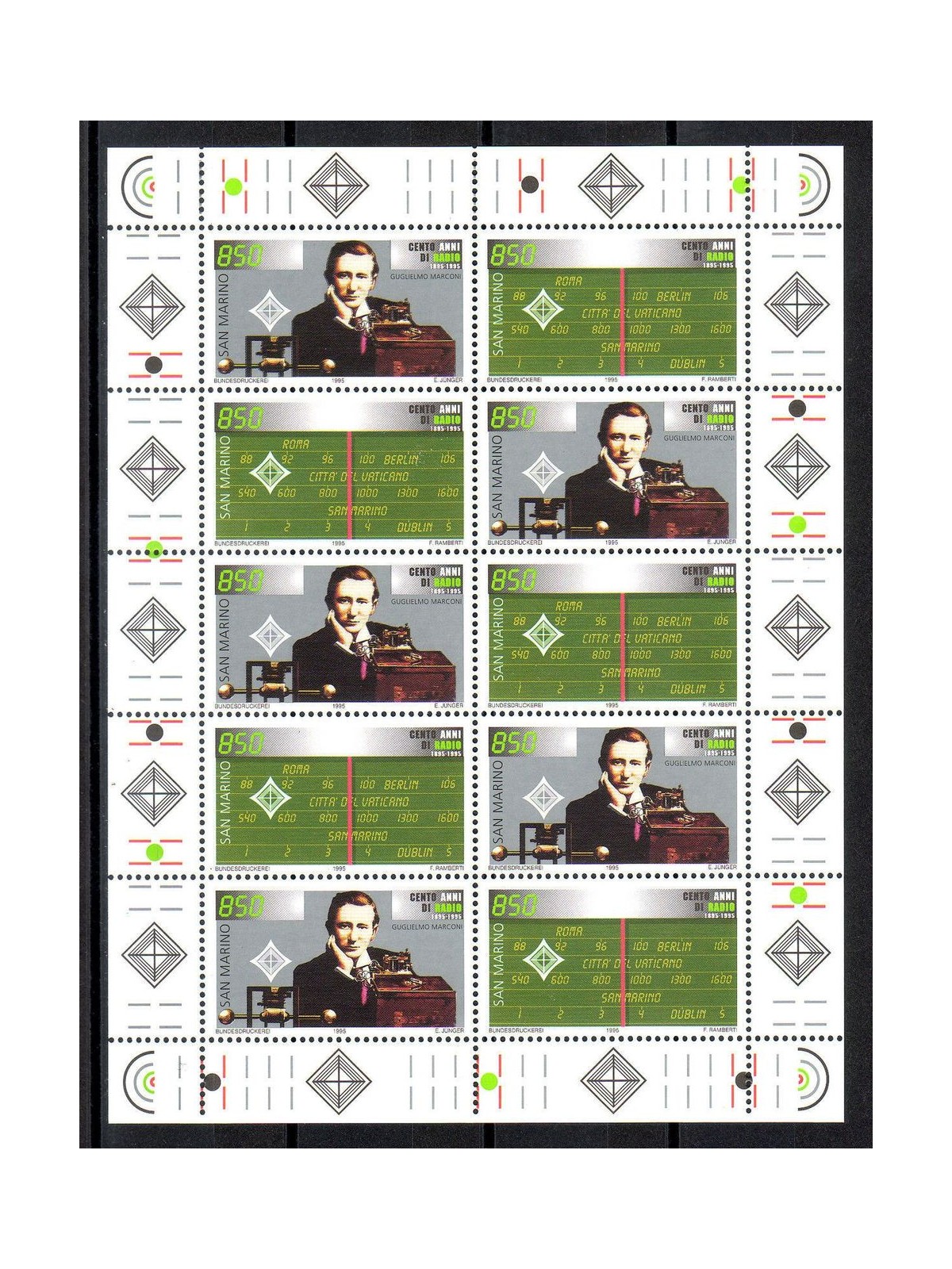 SAN MARINO 1995 Centenario della radio MF MNH**