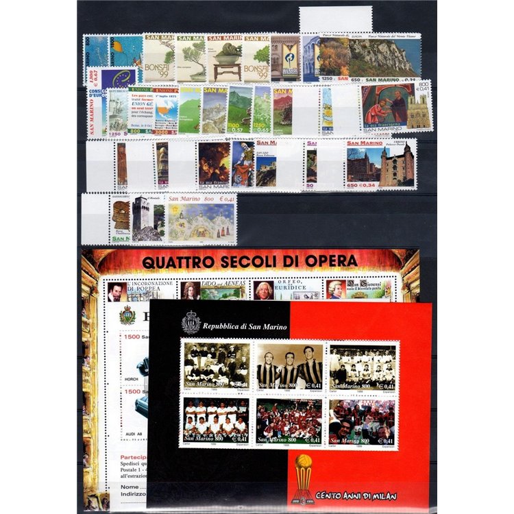 SAN MARINO 1999 Complete Year 31v + 3 s/s MNH**