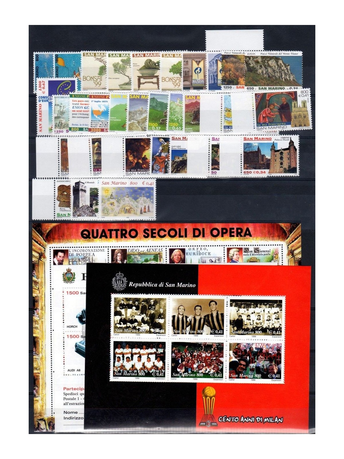 SAN MARINO 1999 Annata completa 31v + 3 BF MNH**