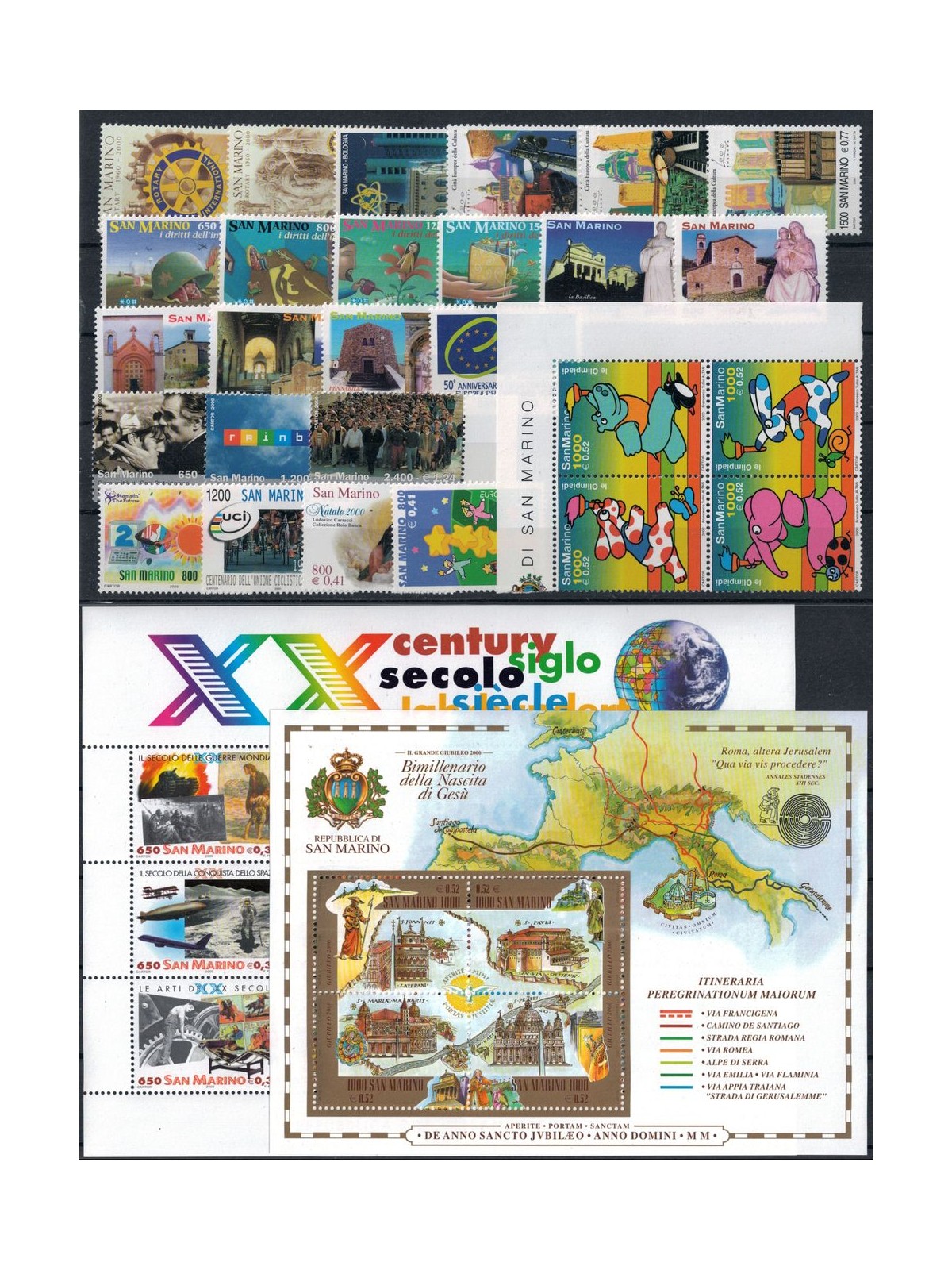 SAN MARINO 2000 Annata completa 27v + 2 BF MNH**