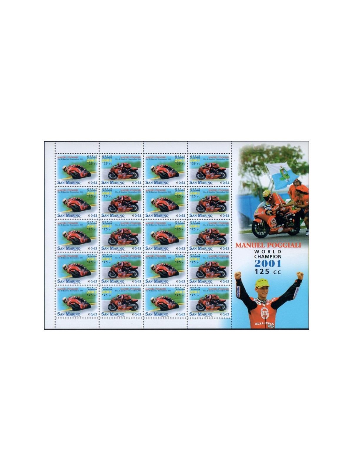 SAN MARINO 2002 Manuel Poggiali m/s MNH**