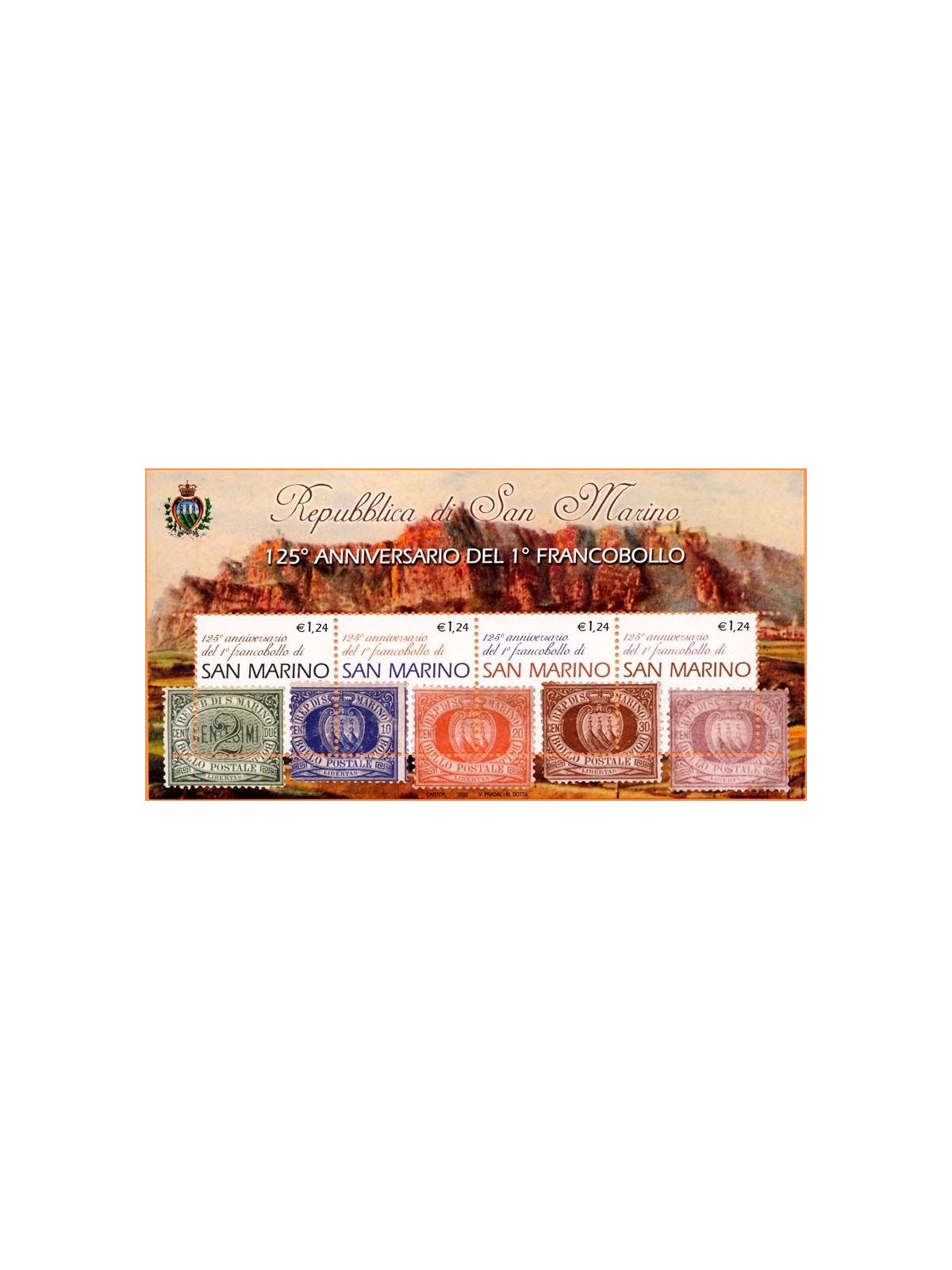 SAN MARINO 2002 Primo francobollo di San Marino BF MNH**