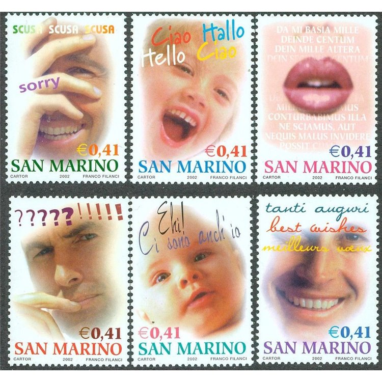 SAN MARINO 2002 Greeting Stamps 6v MNH**