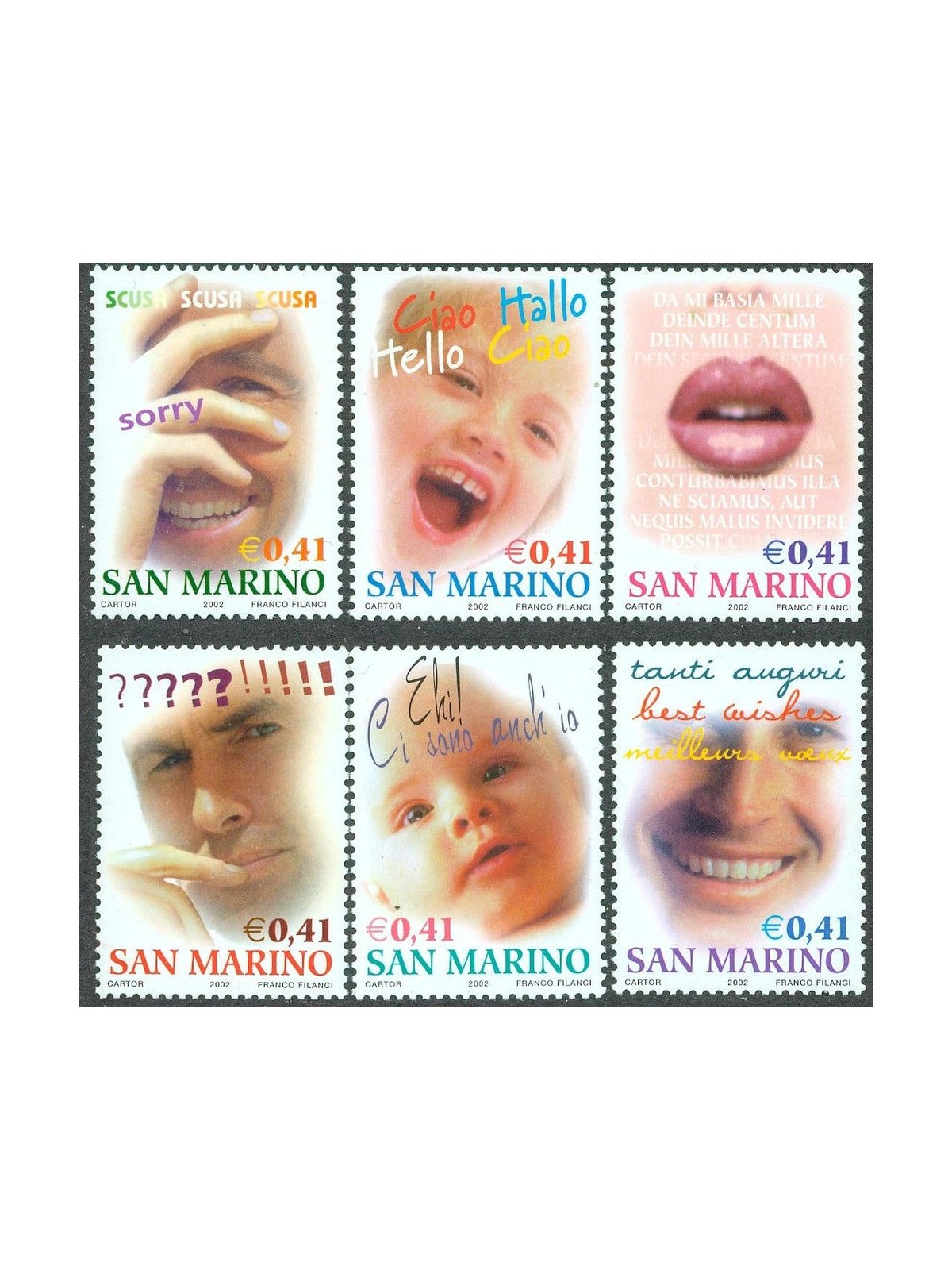 SAN MARINO 2002 Greeting Stamps 6v MNH**