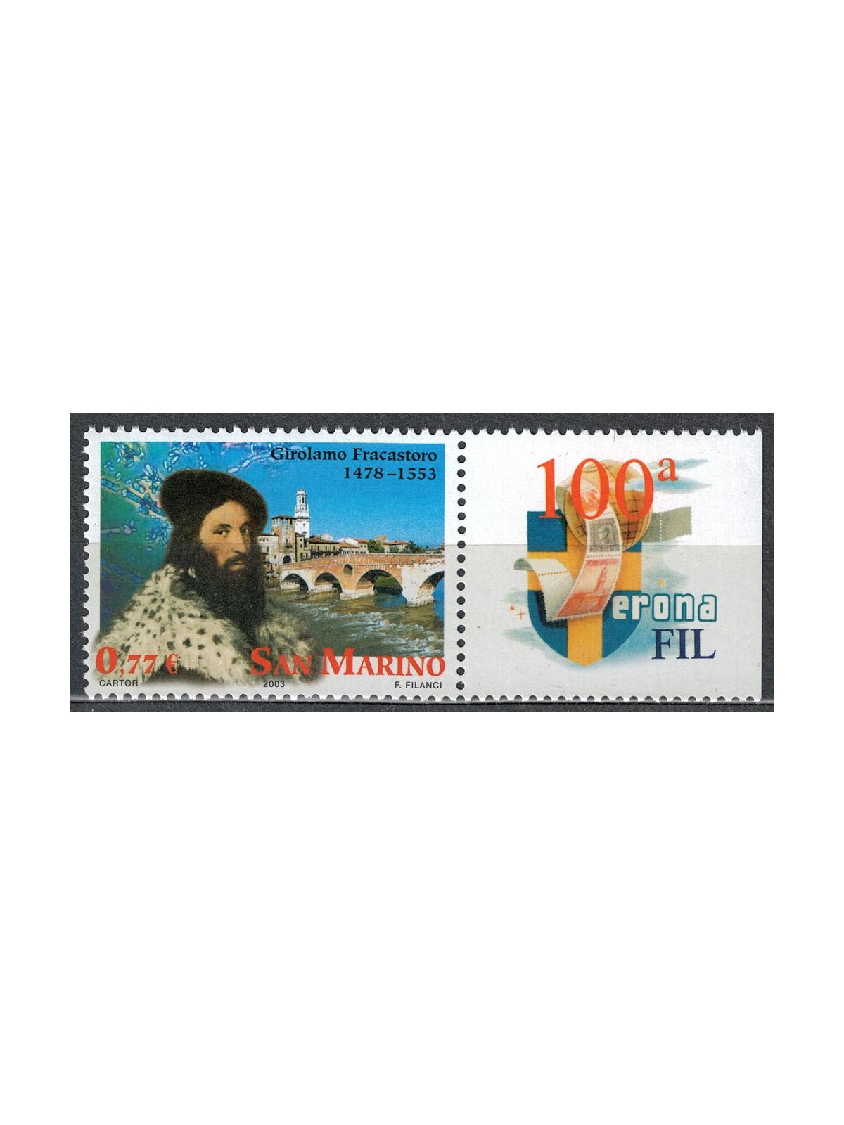 SAN MARINO 2003 Girolamo Fracastoro, Veronafil ca MNH**