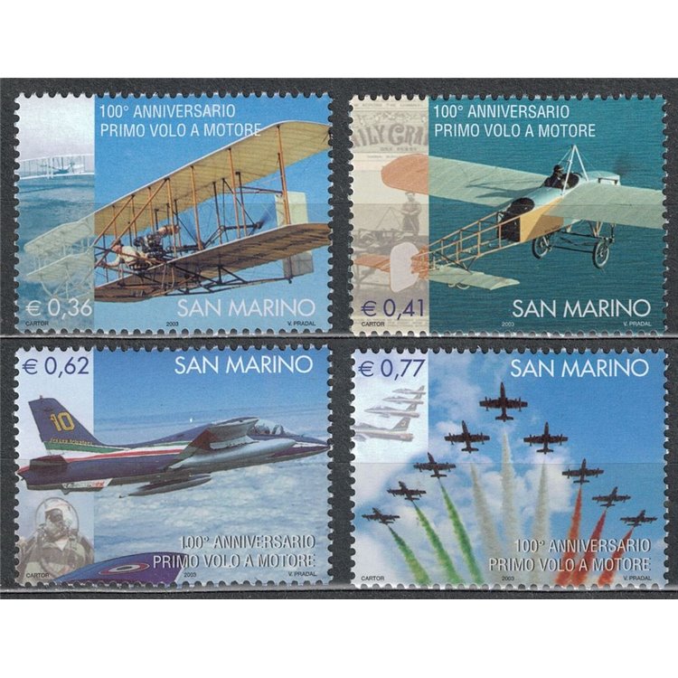 SAN MARINO 2003 First powered flight 4v MNH**