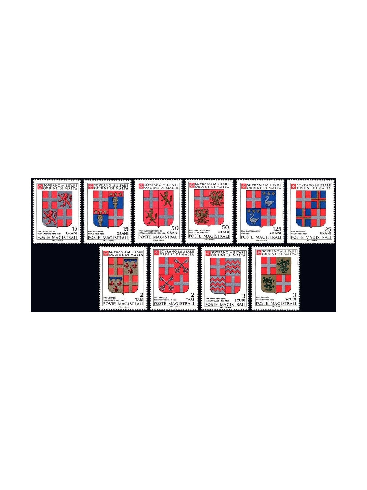 SMOM 1991 Stemmi dei Gran Maestri, 9ª serie 10v MNH**
