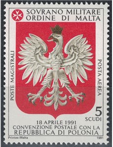SMOM 1991 Postal Agreement with Poland MNH**