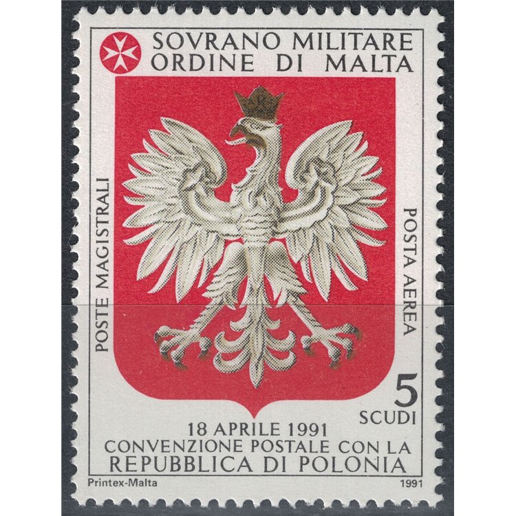 SMOM 1991 Postal Agreement with Poland MNH**