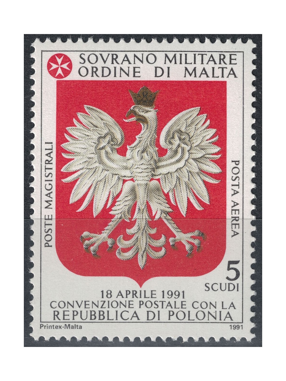 SMOM 1991 Postal Agreement with Poland MNH**