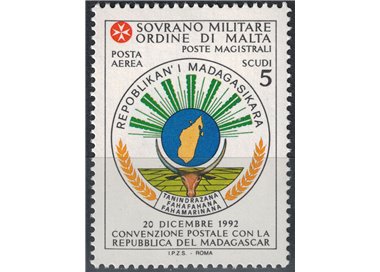 SMOM 1994 Postal Agreement with Madagascar MNH**