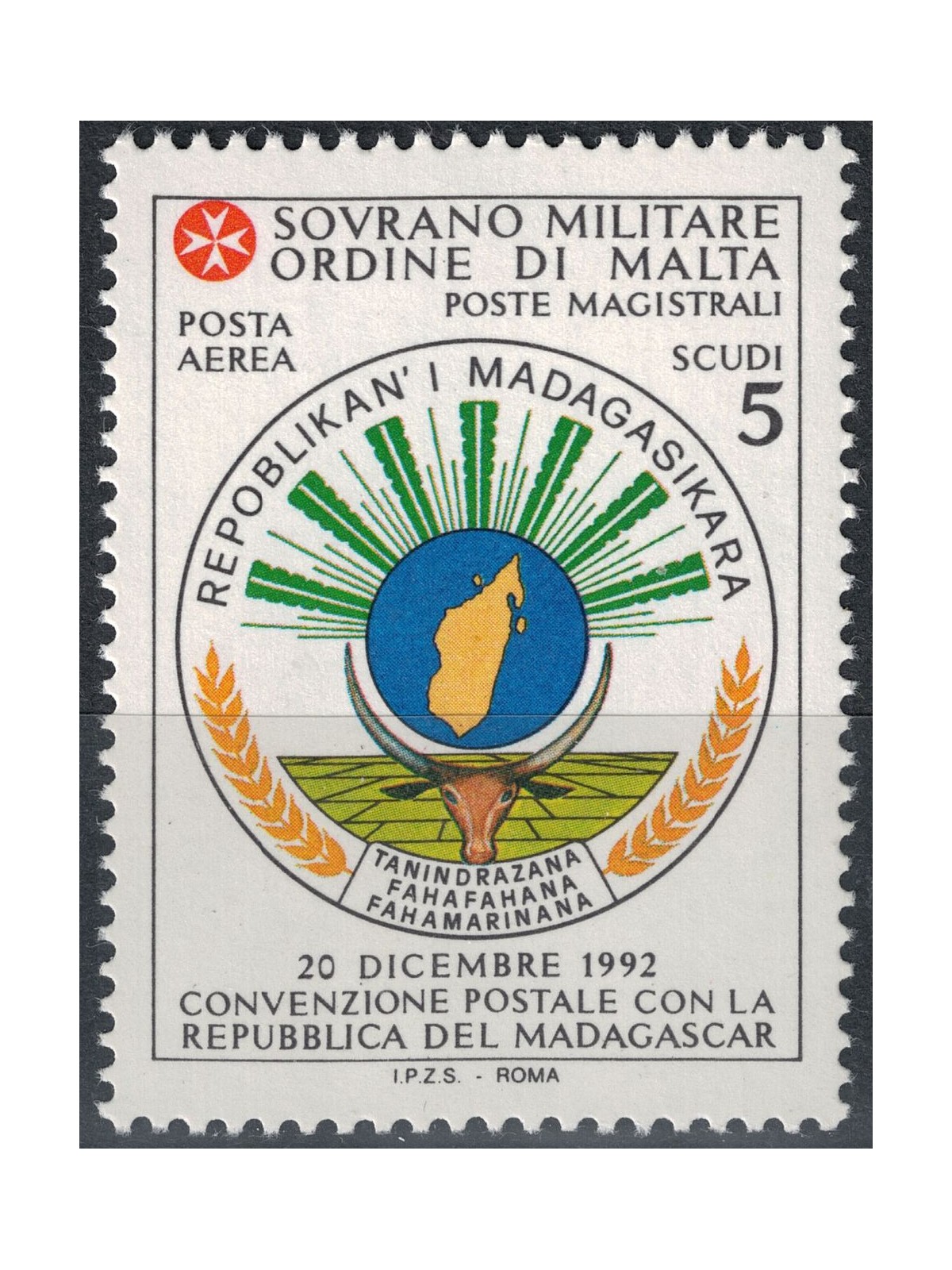 SMOM 1994 Convenzione postale con Madagascar MNH**