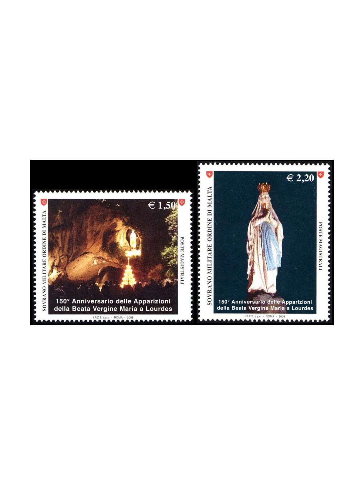 SMOM 2008 Virgin Mary, Lourdes 2v MNH**