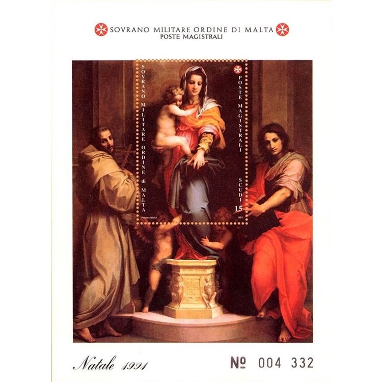 SMOM 1991 Christmas s/s MNH**