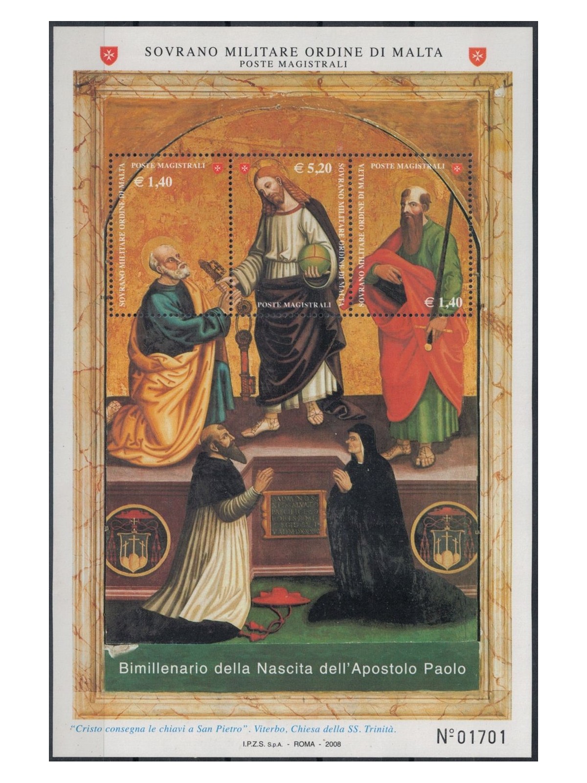 SMOM 2008 Apostle Paul s/s MNH**