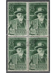 ITALY 1955 Giovanni Battista Grassi in block of four us