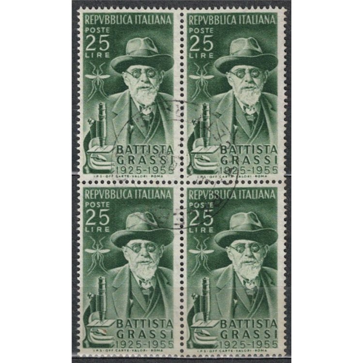 ITALY 1955 Giovanni Battista Grassi in block of four us