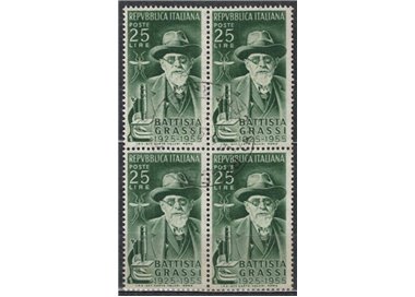 ITALY 1955 Giovanni Battista Grassi in block of four us