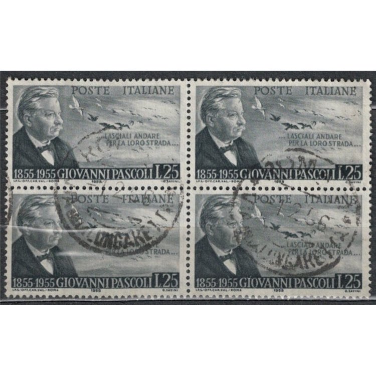 ITALY 1955 Giovanni Pascoli in block of four us