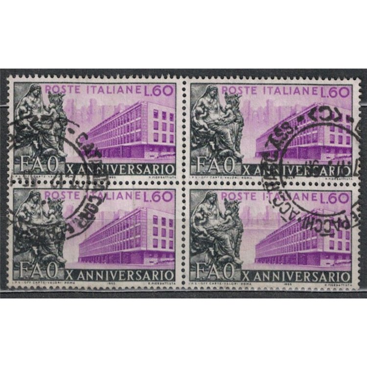 ITALY 1955 Anniversary FAO (block of four) us