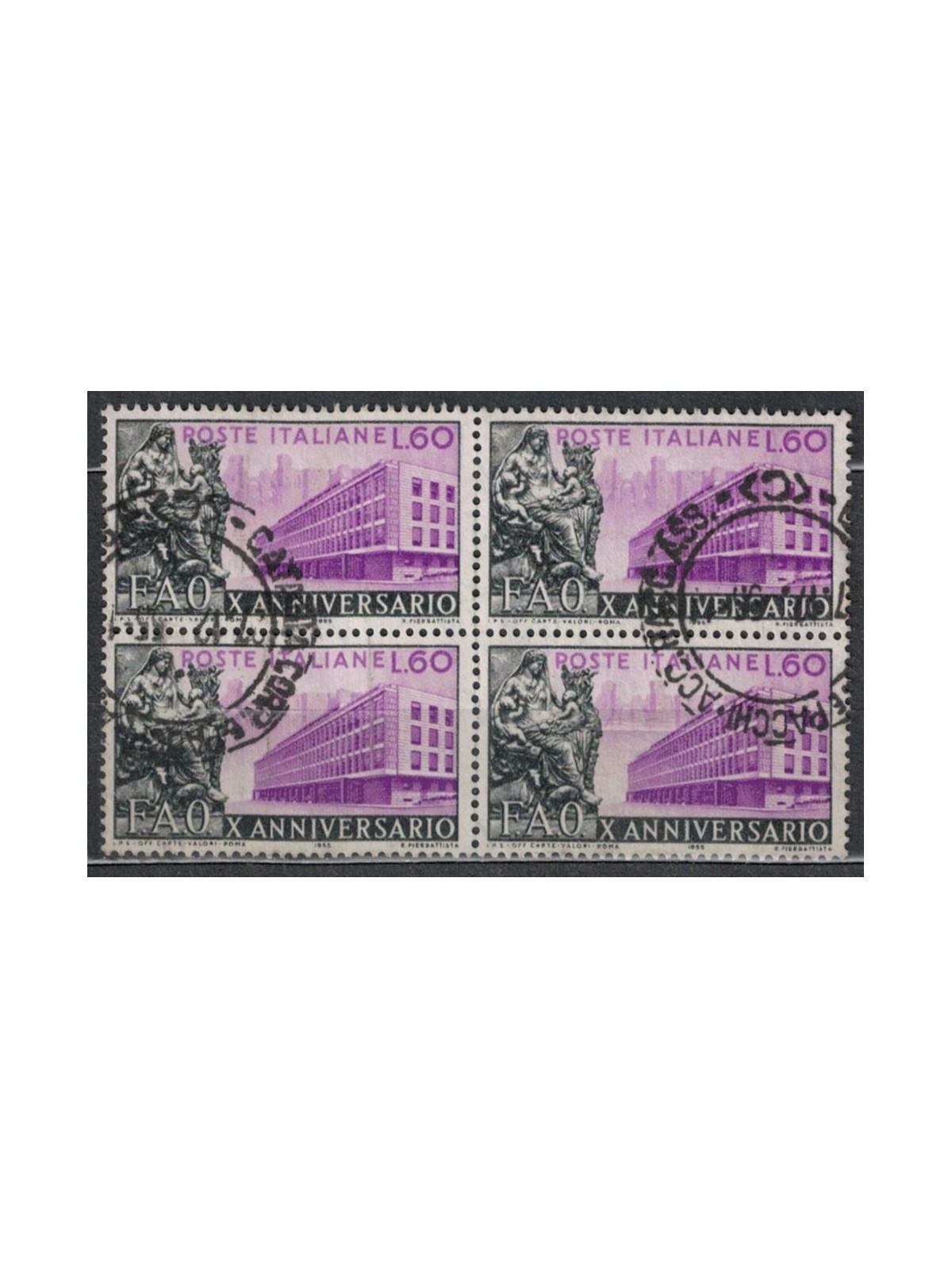 ITALIA 1955 Anniversario Fao (quartina) us