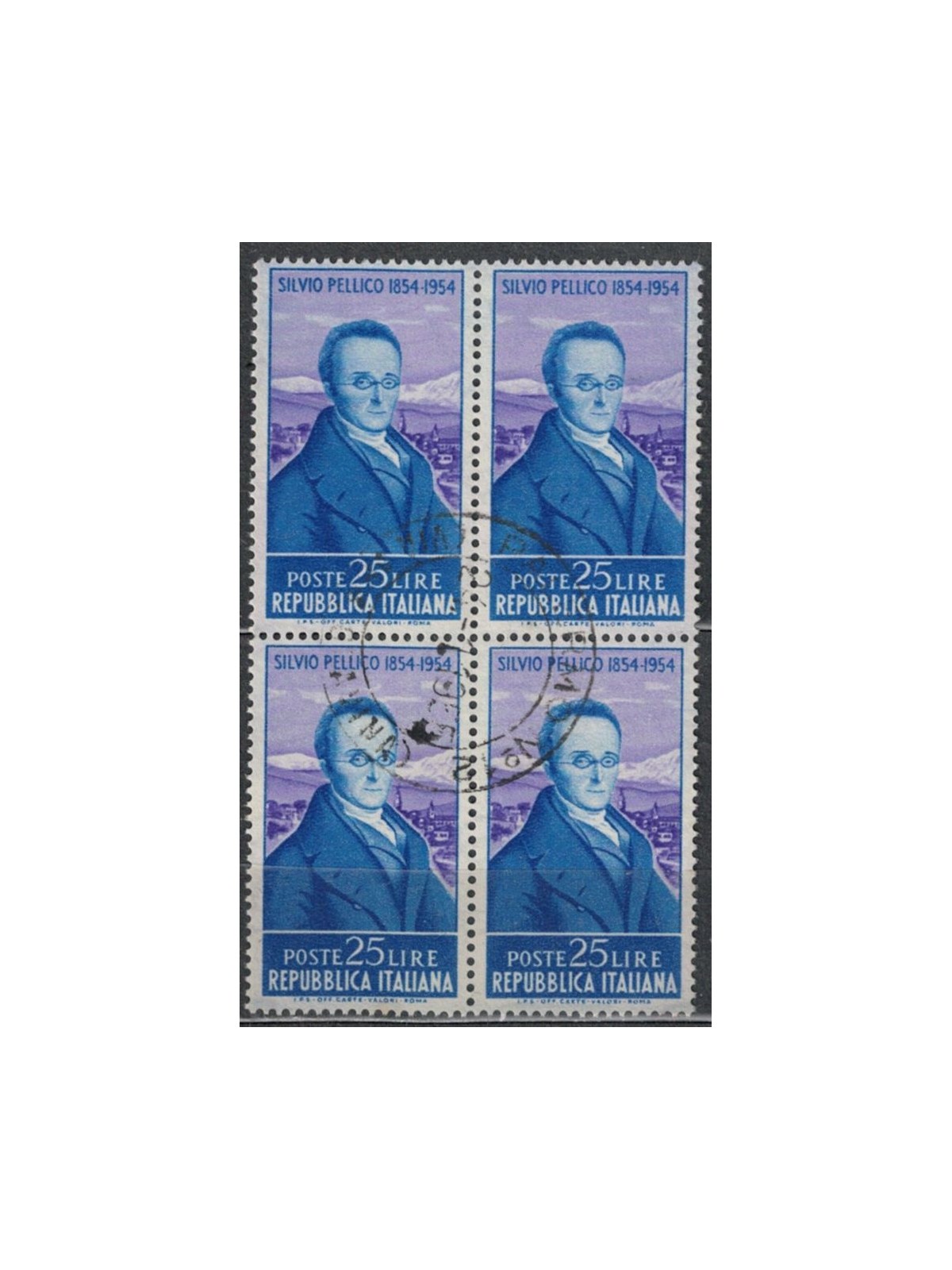 ITALY 1955 Silvio Pellico in block of four us