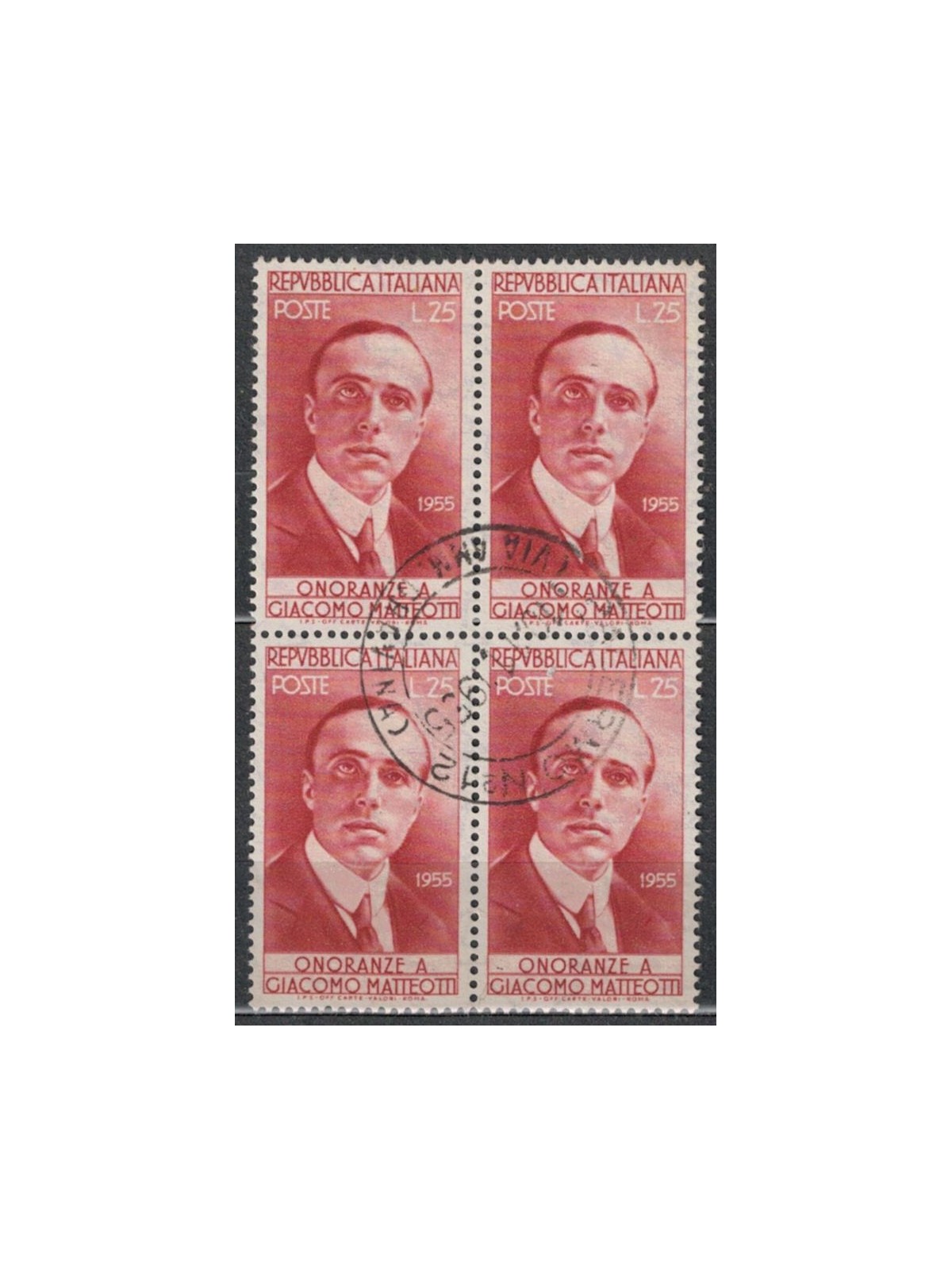 ITALY 1955 Giacomo Matteotti in block of four us