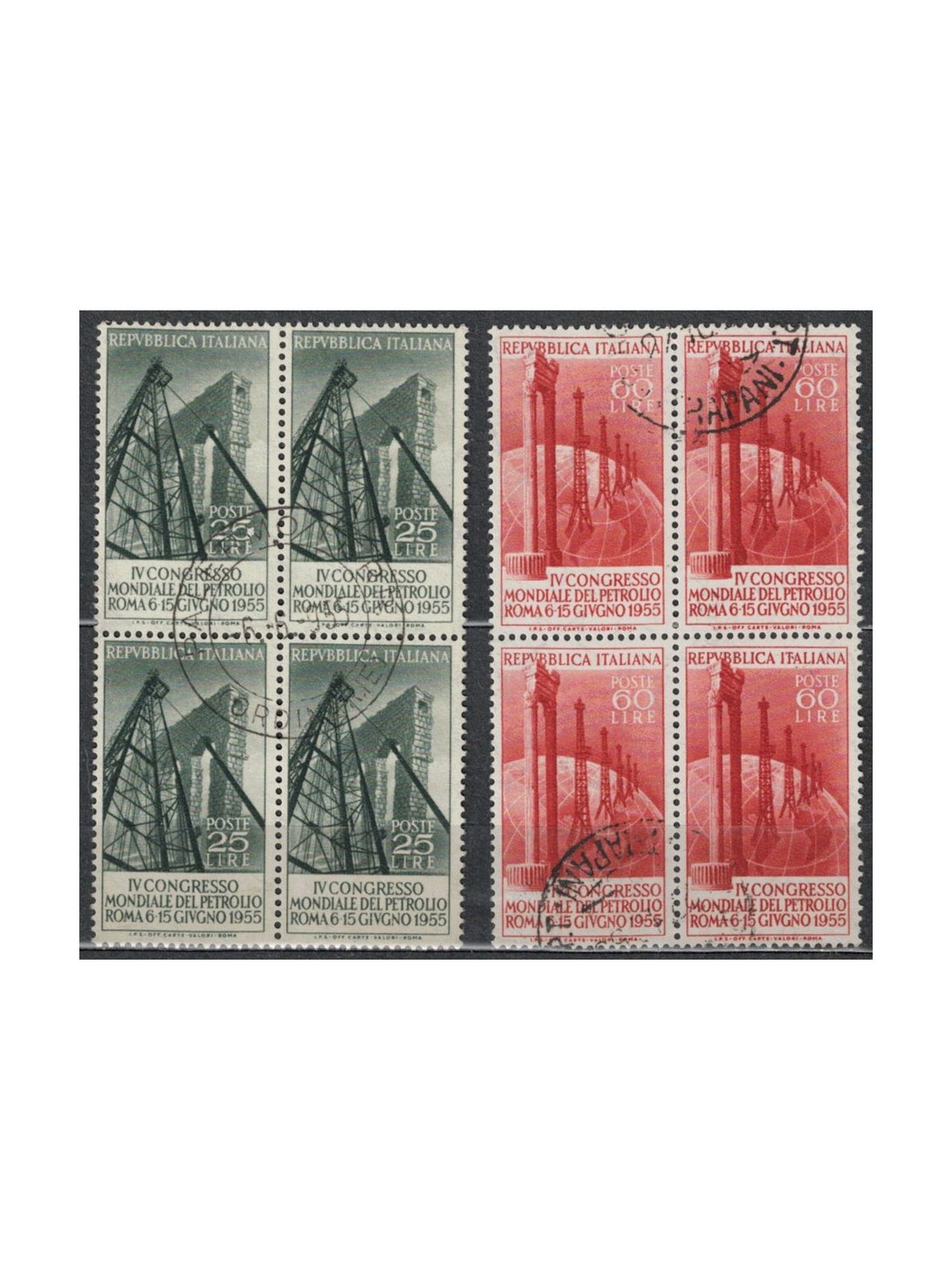 ITALY 1955 World Petroleum Congress in block of four 2v us