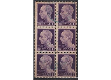 ITALIA LUOGOTENENZA 1944 1 £ Imperiale senza fasci, blocco di 6v us