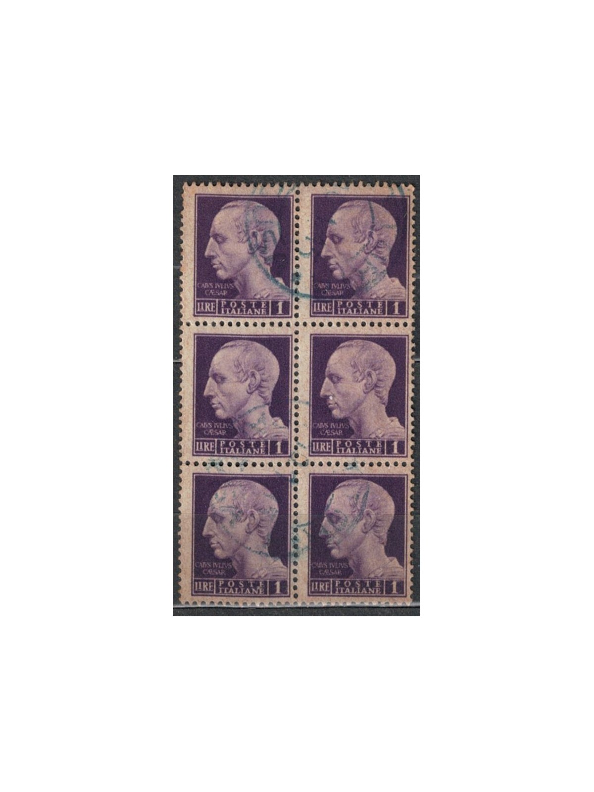 ITALIA LUOGOTENENZA 1944 1 £ Imperiale senza fasci, blocco di 6v us