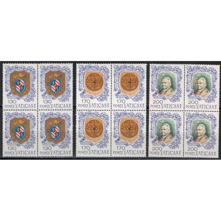 VATICAN 1978 Pius IX in block of four 3v MNH**