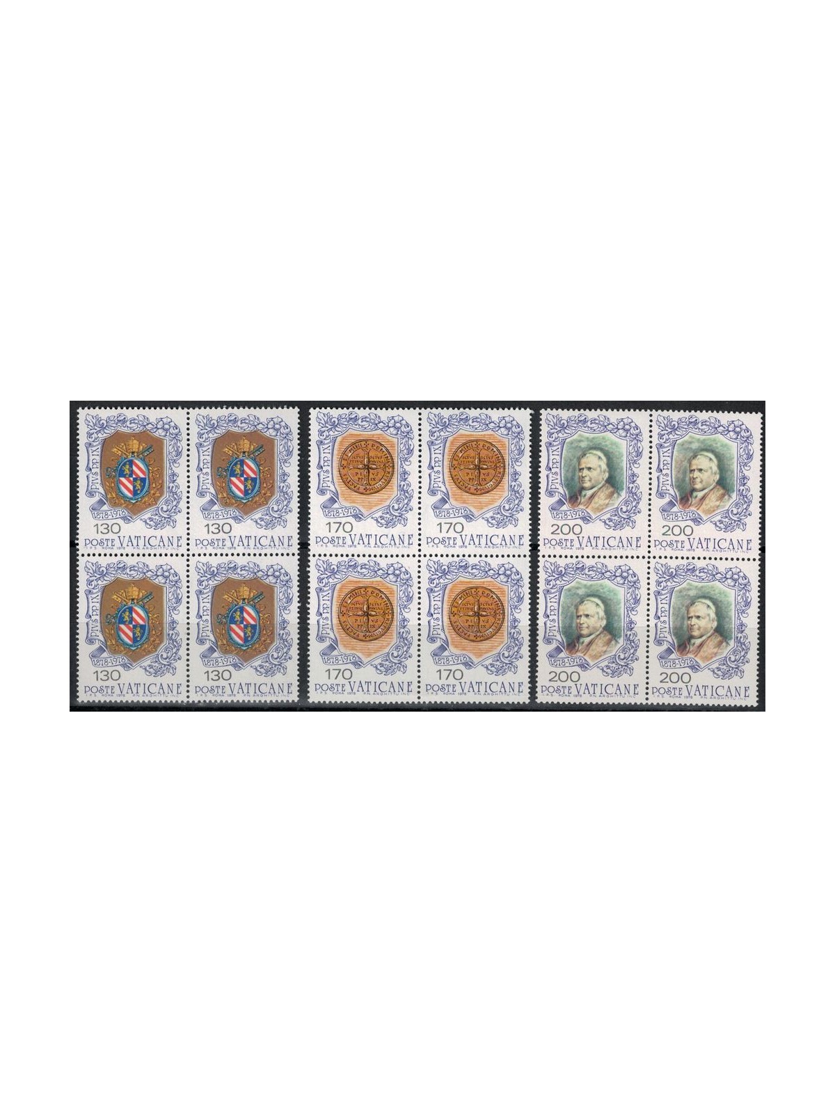 VATICANO 1978 Pio IX in quartina 3v MNH**