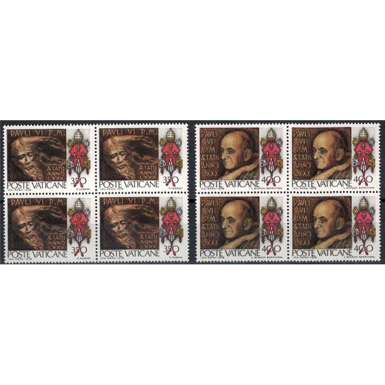 VATICAN 1978 Birthday of Paul VI in block of four 2v MNH**