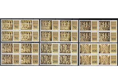 VATICAN 1977 Early Christian sarcophagi in block of four 6v MNH**