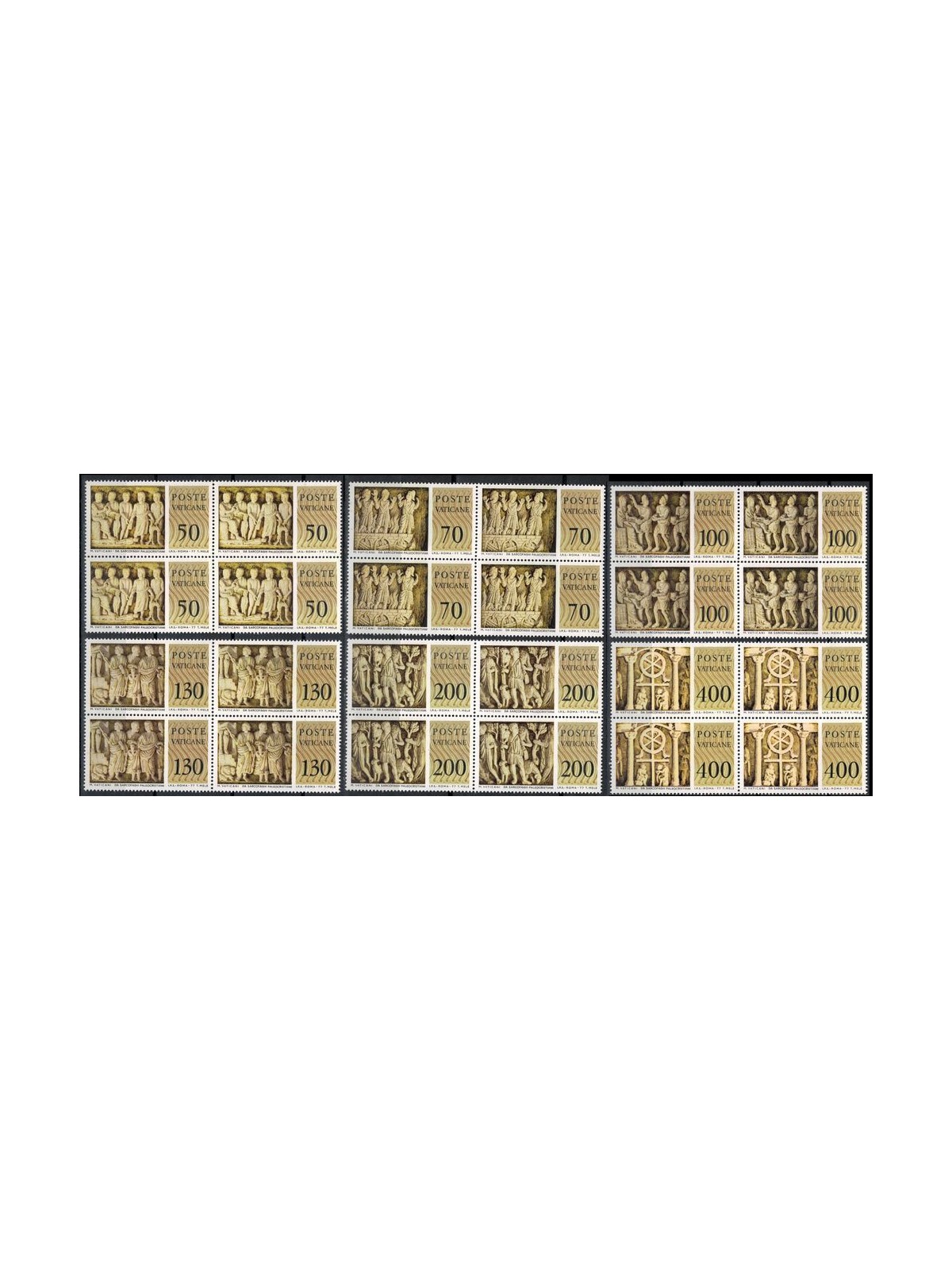 VATICANO 1977 Sarcofaghi paleocristiani in quartina 6v MNH**