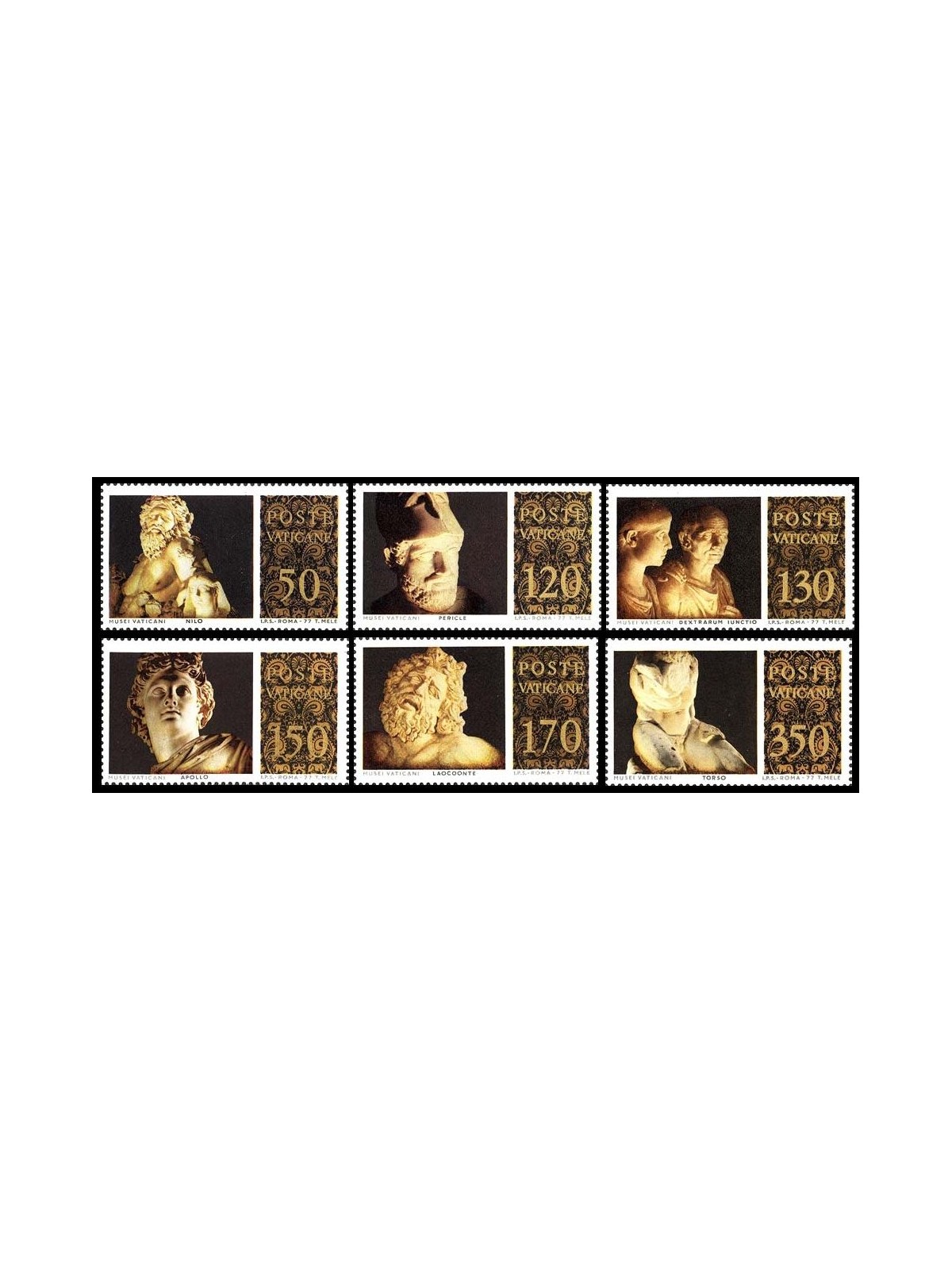 VATICAN 1977 Masterpieces of Classical Sculpture 6v MNH**