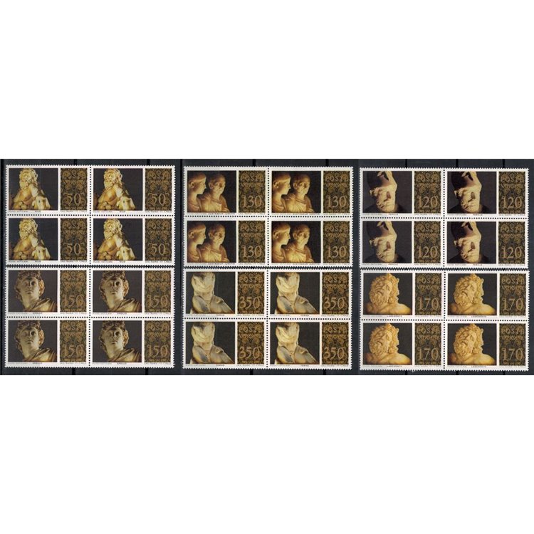 VATICAN 1977 Masterpieces of classical sculpture in block of four 6v MNH**