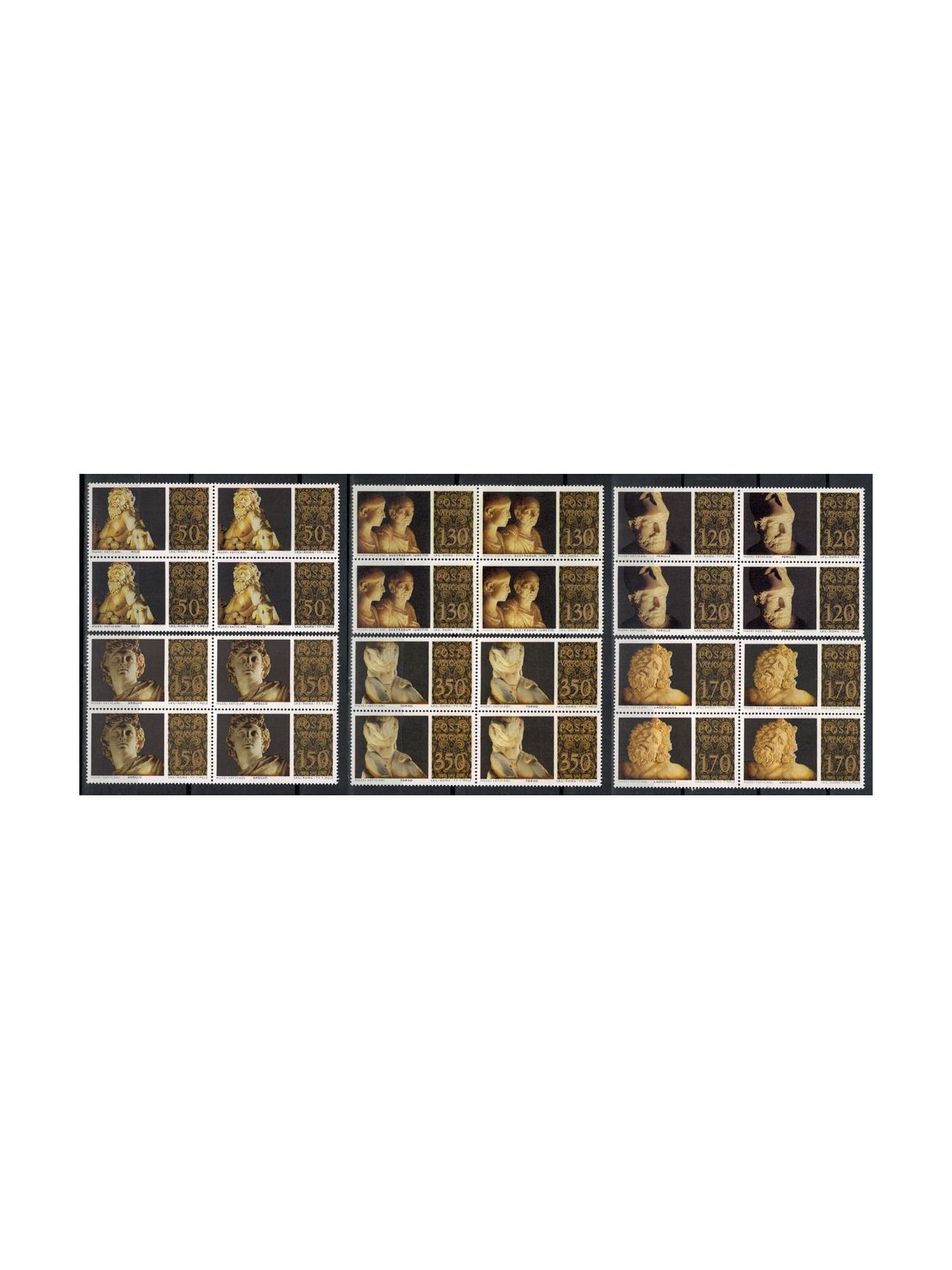 VATICANO 1977 Capolavori di scultura classica in quartina 6v MNH**
