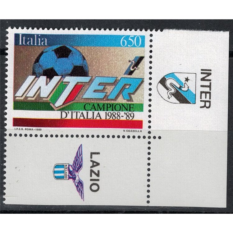 ITALIA 1989 Inter campione con appendice Inter MNH**